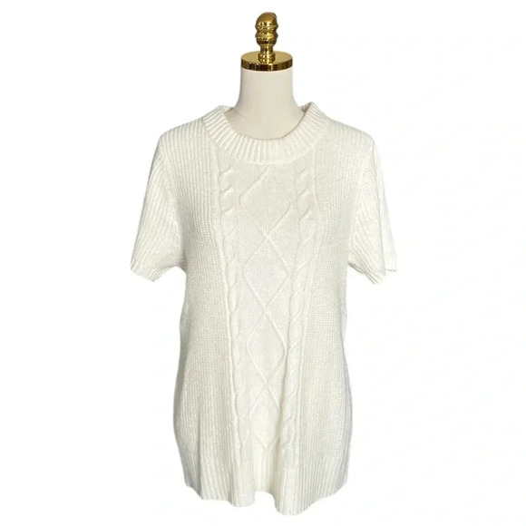 TORRID | Women’s White Chunky Knit Drop Shoulder Short Sleeve Pullover Size 3 - Picture 1 of 13